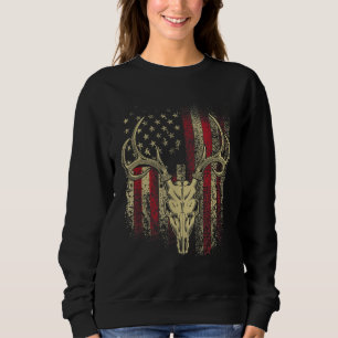 Deer Hunters Deer Skull op Amerikaanse vlag Trui