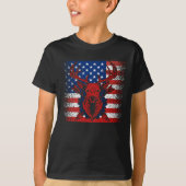 Deer Hunters Deer Skull op Amerikaanse vlag Vereni T-shirt (Voorkant)