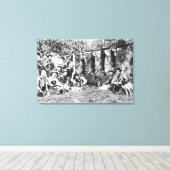 Deer Hunters met hun honden op Hood Canal Canvas Afdruk (Insitu (Houten vloer))