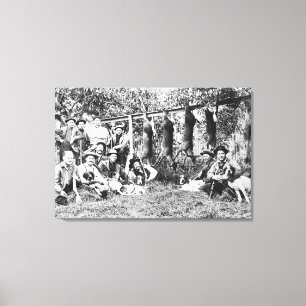 Deer Hunters met hun honden op Hood Canal Canvas Afdruk