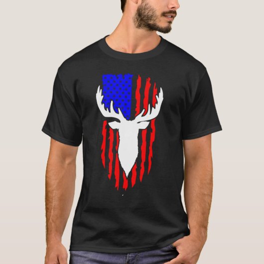 Deer Hunting American Flag 4th of July Patriotic U T-shirt (Voorkant)
