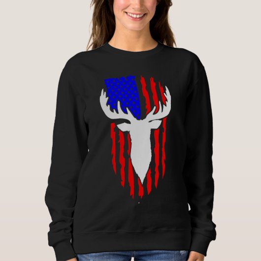 Deer Hunting American Flag 4th of July Patriotic U Trui (Voorkant)