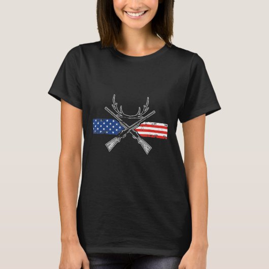 Deer Hunting American Flag Patriotic Gift T-shirt (Voorkant)
