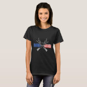 Deer Hunting American Flag Patriotic Gift T-shirt (Voorkant volledig)