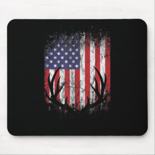 Deer Hunting American Flag Whitetail Buck Antlers Muismat