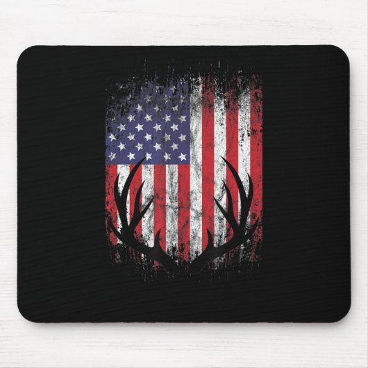 Deer Hunting American Flag Whitetail Buck Antlers Muismat (Voorkant)