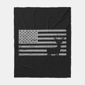Deer Hunting And America Flag  Hunting Lover Gift Fleece Deken