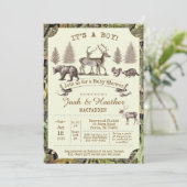 Deer Hunting Baby shower Invitation Kaart (Staand voorkant)