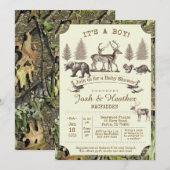 Deer Hunting Baby shower Invitation Kaart (Voorkant / Achterkant)