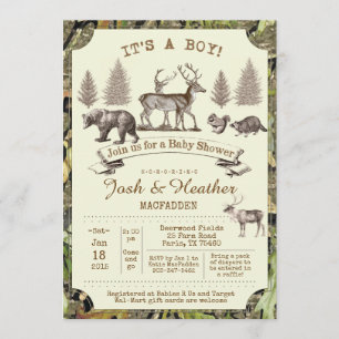 Deer Hunting Baby shower Invitation Kaart