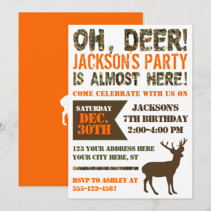 Deer Hunting Birthday Invitation   Camo Party Kaart