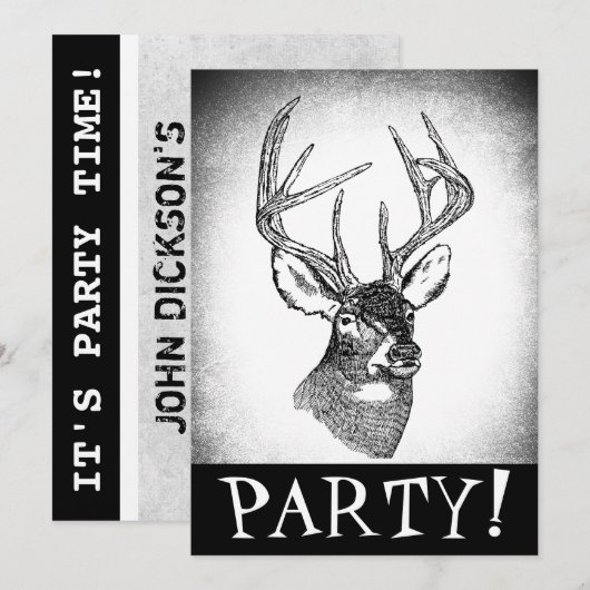 Deer Hunting Birthday Invitation Kaart (Voorkant / Achterkant)