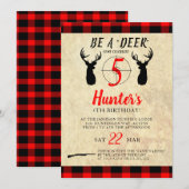 Deer Hunting Birthday Party Invitation Kaart (Voorkant / Achterkant)