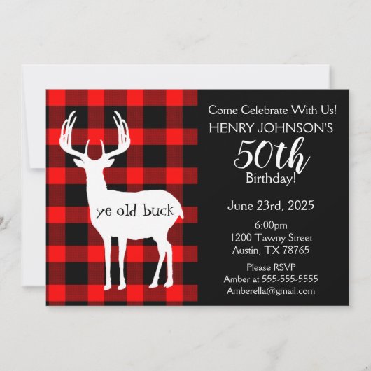 Deer Hunting Buffalo Pset Thémrd 50th Birthday Kaart (Voorkant)