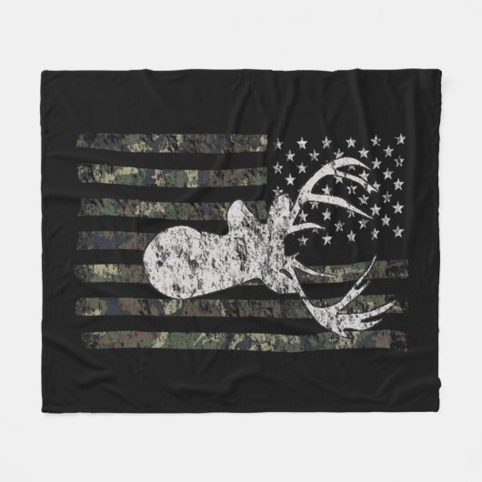 Deer Hunting Camo American Flag  Fleece Deken (Voorkant (Horizontaal))