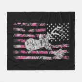 Deer Hunting Camo American Flag Pink Buck  Fleece Deken (Voorkant (Horizontaal))