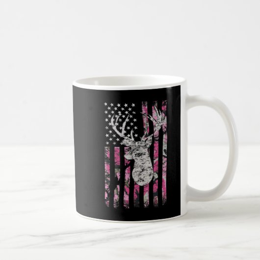Deer Hunting Camo American Flag Pink Buck Koffiemok (Rechts)