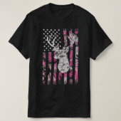 Deer Hunting Camo American Flag Pink Buck  T-shirt (Design voorkant)
