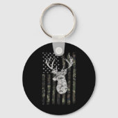 Deer Hunting Camo American Flag Sleutelhanger (Voorkant)