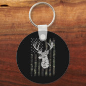 Deer Hunting Camo American Flag Sleutelhanger (Voorkant)