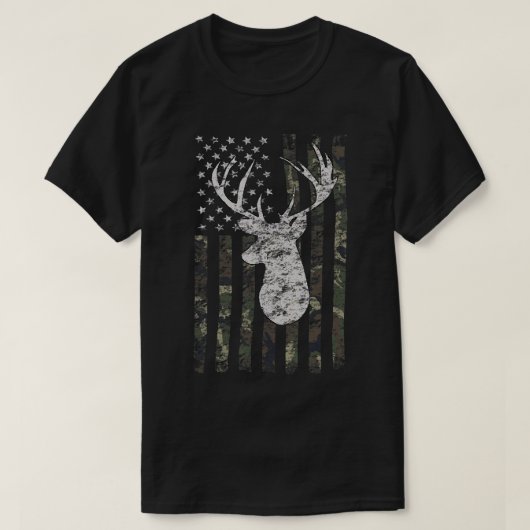 Deer Hunting Camo American Flag  T-shirt (Design voorkant)