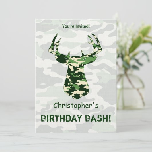 Deer Hunting Camo Buck Kaart (Staand voorkant)