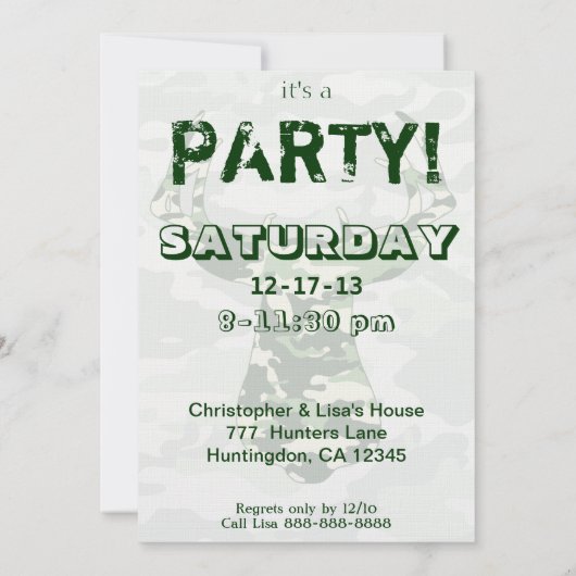 Deer Hunting Camo Buck Kaart (Achterkant)