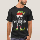 Deer Hunting Elf Group Kerstmis Funny Pajama Deel T-shirt (Voorkant)