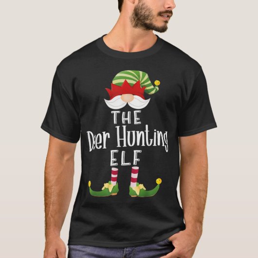 Deer Hunting Elf Group Kerstmis Funny Pajama Deel T-shirt (Voorkant)
