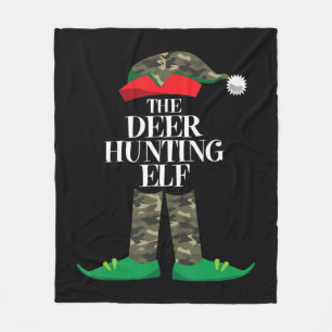 Deer Hunting Elf Matching Group Family Elf Christm Fleece Deken