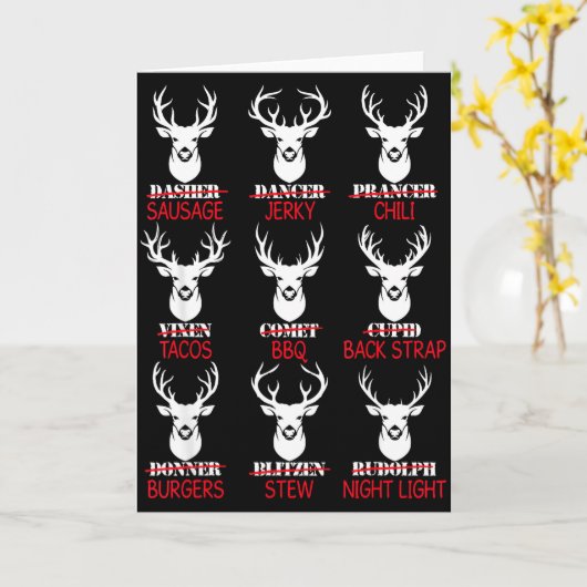 Deer Hunting Gift Hunter Of All Santa's Reindeer  Kaart (Gele Bloem)