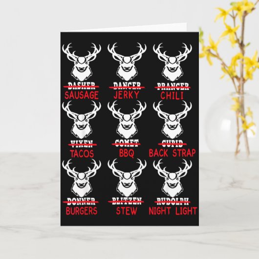 Deer Hunting Gift Hunter Of All Santa's Reindeer  Kaart (Gele Bloem)