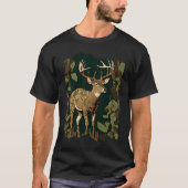 Deer Hunting Green Brown Camo Camouflage Artwork T-shirt (Voorkant)