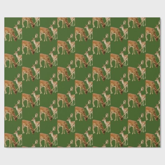 Deer Hunting Green en Brown Wrapping Paper Cadeaupapier (Vlak)