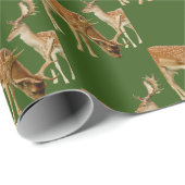 Deer Hunting Green en Brown Wrapping Paper Cadeaupapier (Rol Hoek)