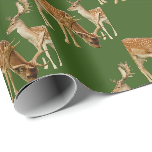 Deer Hunting Green en Brown Wrapping Paper Cadeaupapier (Rol Hoek)