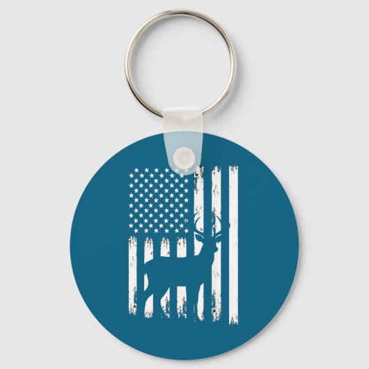 Deer Hunting Hunter Camo Usa American Flag Patriot Sleutelhanger (Voorkant)