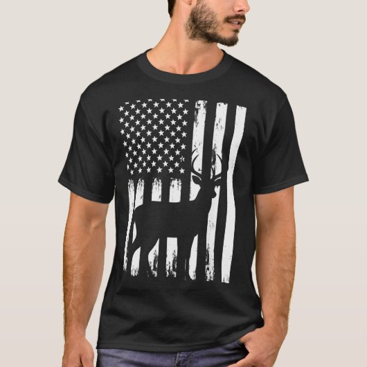 Deer Hunting Hunter Camo Usa American Flag Patriot T-shirt (Voorkant)