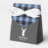 Deer Hunting Lodge Baby shower Antlers Boy Blue Bedankdoosjes (Voorkant Zijde)