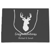 Deer Hunting Lodge Baby shower Antlers Boy Blue Groot Cadeauzakje (Voorkant)