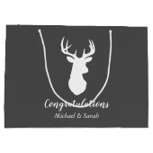 Deer Hunting Lodge Baby shower Antlers Boy Blue Groot Cadeauzakje (Achterkant)