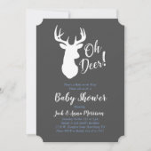 Deer Hunting Lodge Baby shower Antlers Boy Blue Kaart (Voorkant)