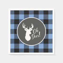 Deer Hunting Lodge Baby shower Antlers Boy Blue Servet