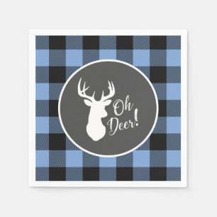 Deer Hunting Lodge Baby shower Antlers Boy Blue Servet