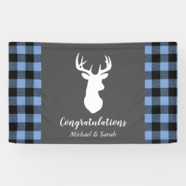 Deer Hunting Lodge Baby shower Antlers Boy Blue Spandoek