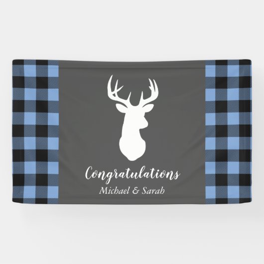 Deer Hunting Lodge Baby shower Antlers Boy Blue Spandoek (Horizontaal)