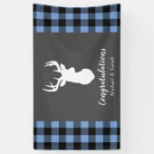 Deer Hunting Lodge Baby shower Antlers Boy Blue Spandoek (Verticaal)