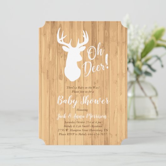 Deer Hunting Lodge Baby shower Antlers Kaart (Staand voorkant)