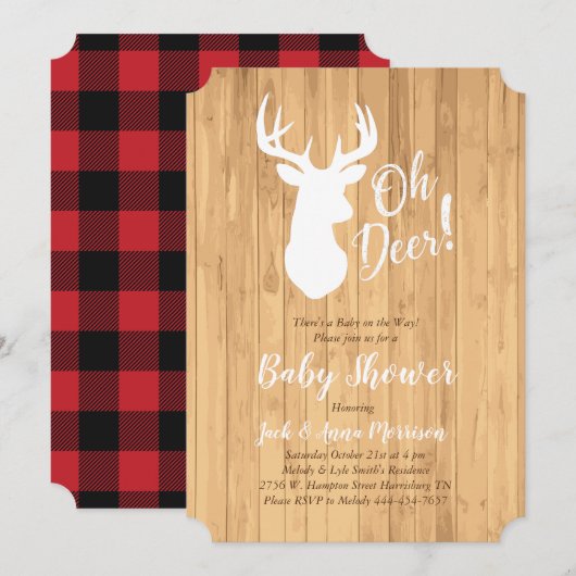Deer Hunting Lodge Baby shower Antlers Kaart (Voorkant / Achterkant)