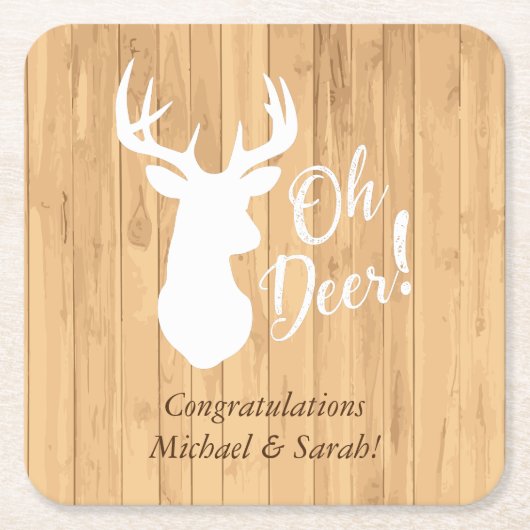Deer Hunting Lodge Baby shower Antlers Kartonnen Onderzetters (Voorkant)